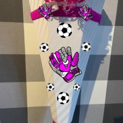 Bastelset für Schultüte Fußballhandschuhe pink mit weiß