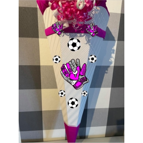 Bastelset für Schultüte Fußballhandschuhe weiß mit pink