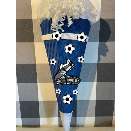 Schultüte Fußballschuhe blau mit weiß