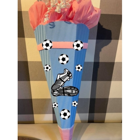 Dekoelemente für Schultüte Fußballschuhe hellblau mit rosa