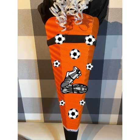 Schultüte Fußballschuhe orange mit schwarz