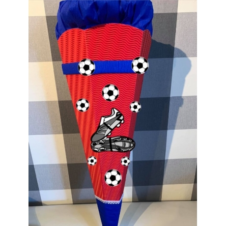 Schultüte Fußballschuhe rot mit blau