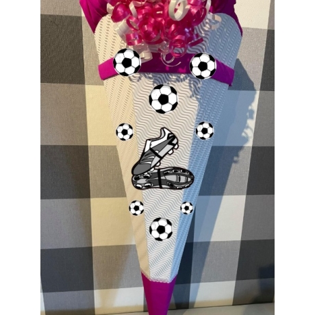 Dekoelemente für Schultüte Fußballschuhe weiß mit pink