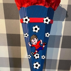 Dekoelemente für Schultüte Fußballspieler blau mit rot