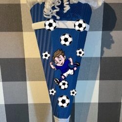 Dekoelemente für Schultüte Fußballspieler blau mit weiß