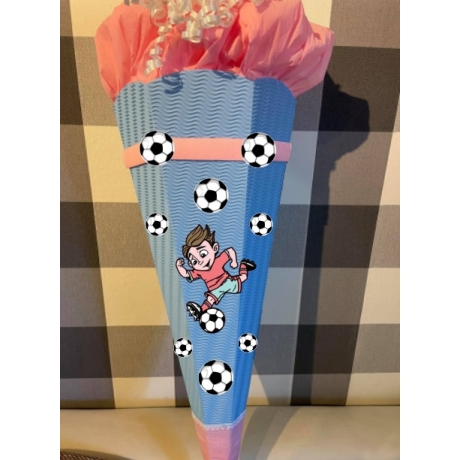 Dekoelemente für Schultüte Fußballspieler hellblau mit rosa