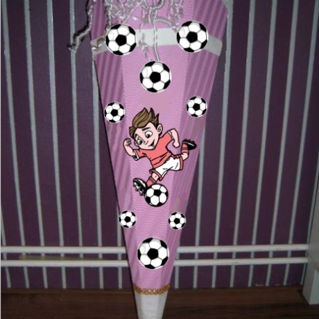 Dekoelemente für Schultüte Fußballspieler rosa mit weiß
