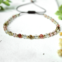 Fußkettchen mit Perlen Cherry Quarz & Messing | Sommer | Strand