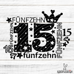 Zahl Fünfzehn Plotterdatei SVG DXF