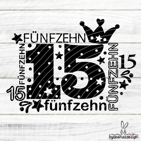 Zahl Fünfzehn Plotterdatei SVG DXF