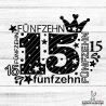 Zahl Fünfzehn Plotterdatei SVG DXF
