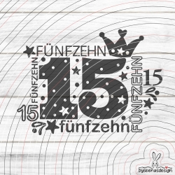 Zahl Fünfzehn Plotterdatei SVG DXF