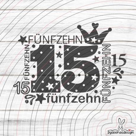 Zahl Fünfzehn Plotterdatei SVG DXF