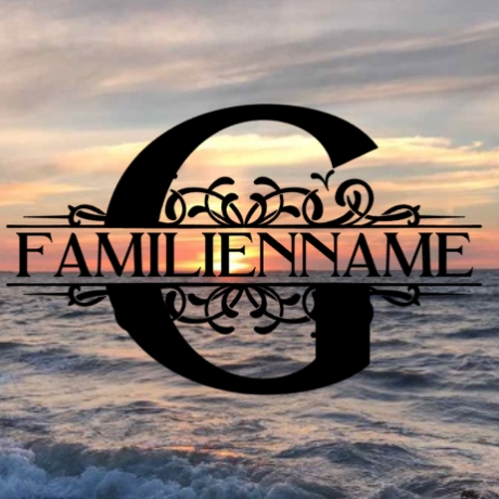Aufkleber Monogramm G mit Familiennamen