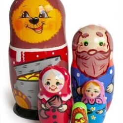 5-er Matroschka Märchen Mischa und der Bär, 16 cm, neu