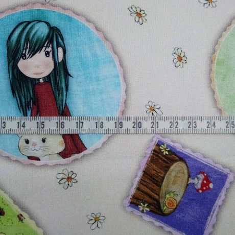 Garden Girls - girl tossed patches ecru