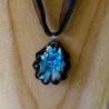 Halskette Glasanhänger, Kette mit Anhänger, blau silber schwarz
