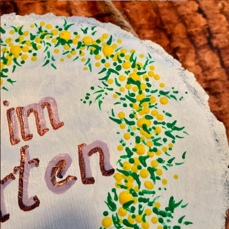 Gartenschild - Bin im Garten mit den Hummeln bummeln - Türscheibe