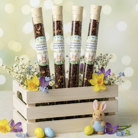 Kleines Ostergeschenk – Ostertee im Reagenzglas mit Rooibostee 