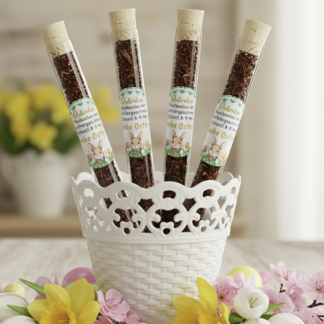 Kleines Ostergeschenk – Ostertee im Reagenzglas mit Rooibostee 