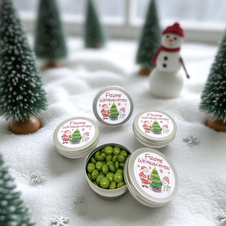 Gastgeschenk Weihnachten • Dose mit Weihnachtsmann & Schneemann
