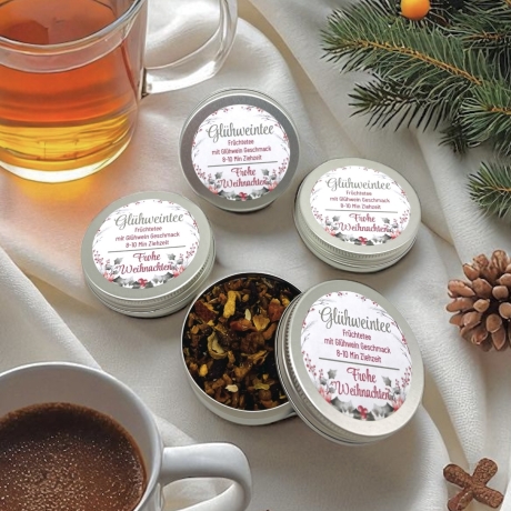 Weihnachtsgeschenk Glühweintee, Früchtetee im Döschen, Adventzeit