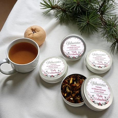 Weihnachtsgeschenk Glühweintee, Früchtetee im Döschen, Adventzeit
