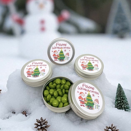 Gastgeschenk Weihnachten • Dose mit Weihnachtsmann & Schneemann
