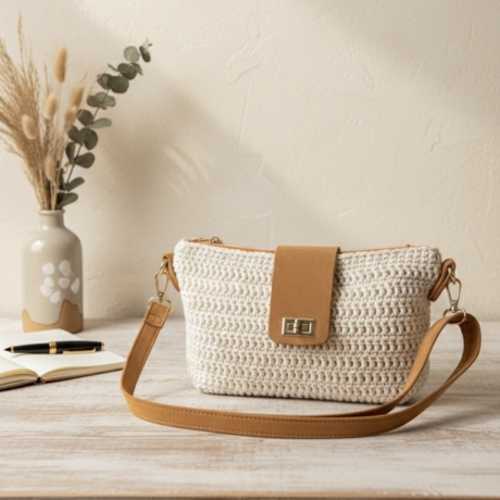 Kleine gehäkelte Umhängetasche - Unikat aus dem Allgäu