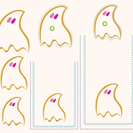 7x Halloween Geist Lolli Beutel Deko Stickdatei stickdirwas