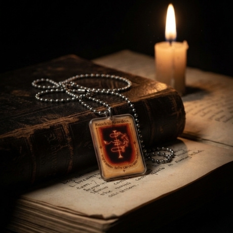 Macht der alten Siegel - handgefertigtes Asmodeus-Amulett Orange
