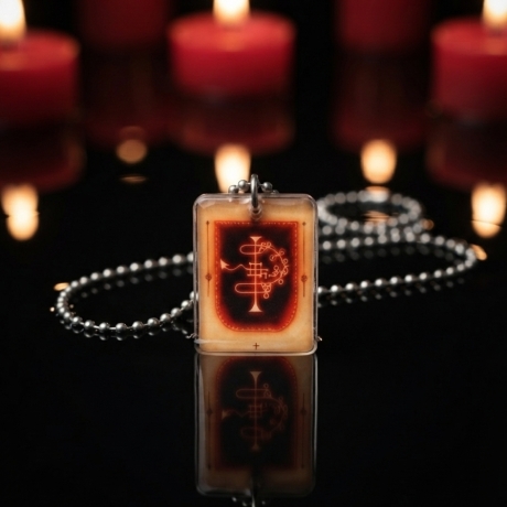 Macht der alten Siegel - handgefertigtes Asmodeus-Amulett Orange