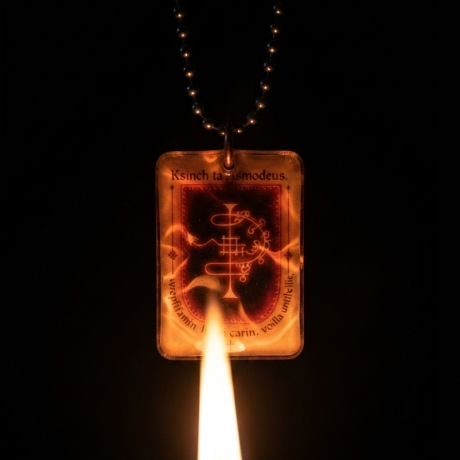 Macht der alten Siegel - handgefertigtes Asmodeus-Amulett Orange