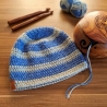 Gehäkelte Kindermütze (6-10 J.), Gestreifte Beanie,