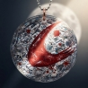 Mondlicht in Rot – handgefertigtes Moon Amulett mit Bergkristall