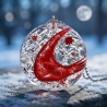 Mondlicht in Rot – handgefertigtes Moon Amulett mit Bergkristall