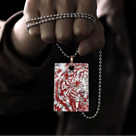 Tiger-Amulett Rot Silber – Kraft-Symbol m. Bergkristall handmade