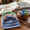 Gehäkelte Kindermütze (6-10 J.), Gestreifte Beanie,