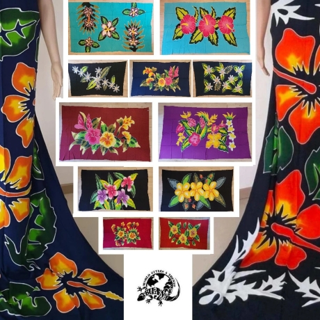 Wickelrock Blumen + Sarongschnalle, 115x165 cm, neu
