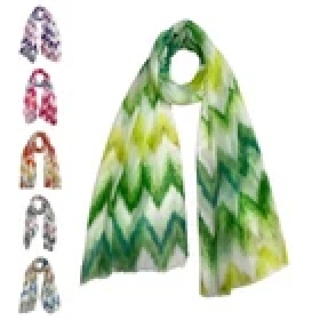 Leichter Sommer-Schal Zacken, 170 x 45 cm, Flieder