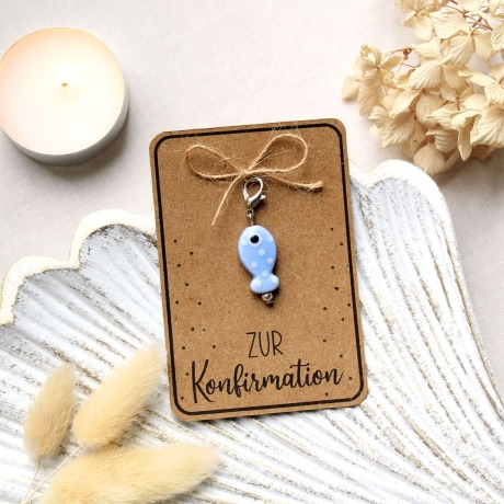 Kleines Konfirmationsgeschenk – Fischanhänger aus Keramik