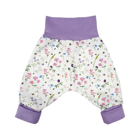 3-tlg Baby Pumphosen-Set Erstlingsoutfit Blumen Wiesenblumen 