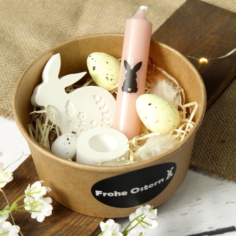 Oster Geschenkset | Hase, Kerze & Kerzenhalter