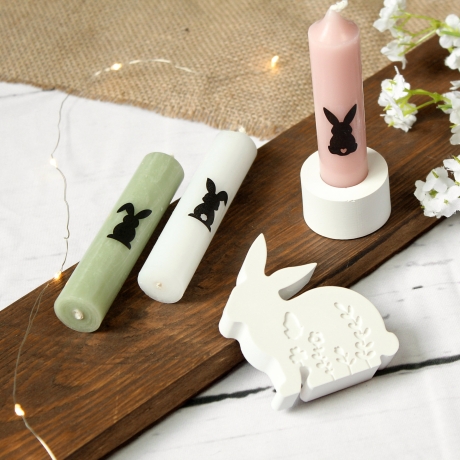 Oster Geschenkset | Hase, Kerze & Kerzenhalter