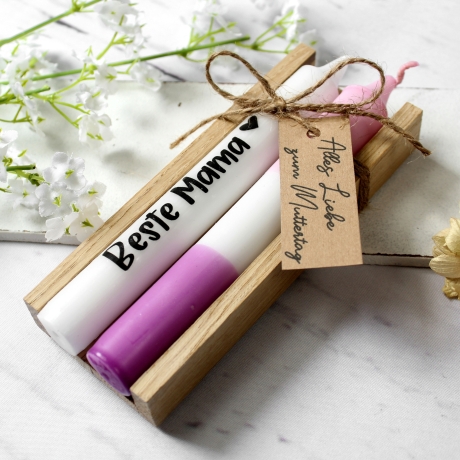 Geschenkset zum Muttertag ~ Kerzen | Holzbox