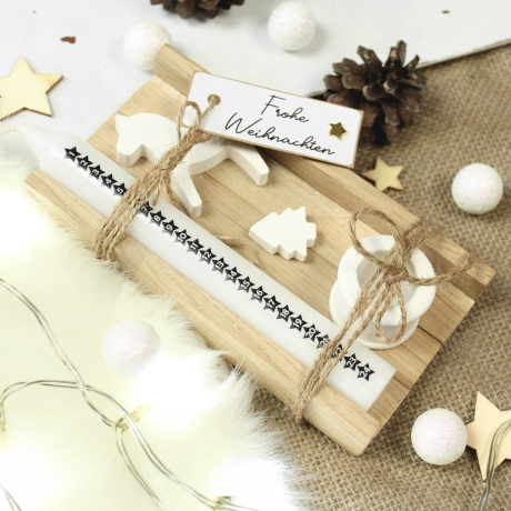 Advent Geschenkset in Holzbox ~ Kerze | Kerzenhalter | Dalapferd