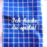 Geschirrtuch♥Ich koche, du spülst!♥in blau-weiß♥bestickt