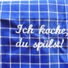 Geschirrtuch♥Ich koche, du spülst!♥in blau-weiß♥bestickt