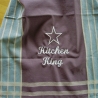 ★Geschirrtuch bestickt★Kitchen King★braun mit Streifen★