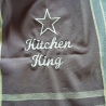 ★Geschirrtuch bestickt★Kitchen King★braun mit Streifen★